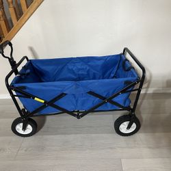 Wagon Cart with Wheels | Blue | Heavy Duty Foldable Utility Cart with 330 lb Capacity | with All-Terrain Wheels & Adjustable