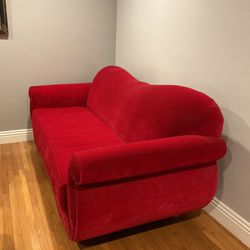 Classic Red Velvet Couch 