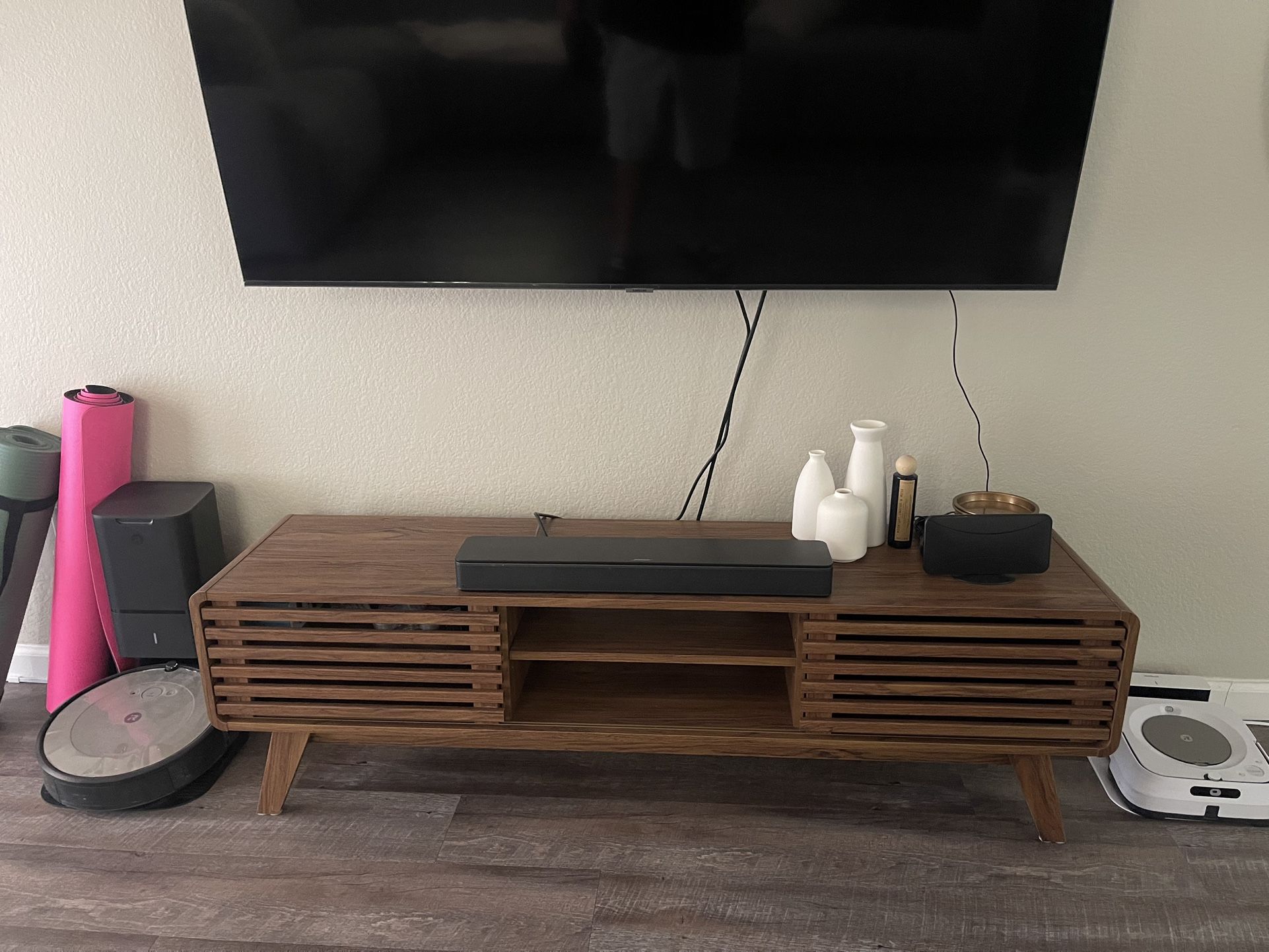mopio Ensley TV Stand, Mid-Century Modern Television Stand - Walnut