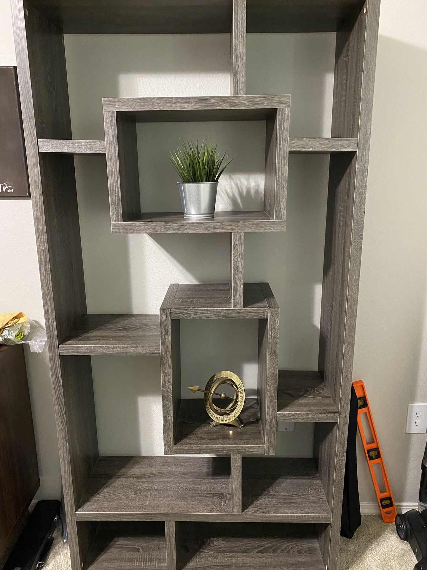 Weathered Gray 10 Shelf Bookcase 