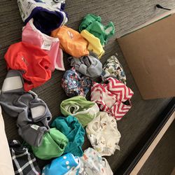 Lot Of 18 Cloth Diapers With Inserts
