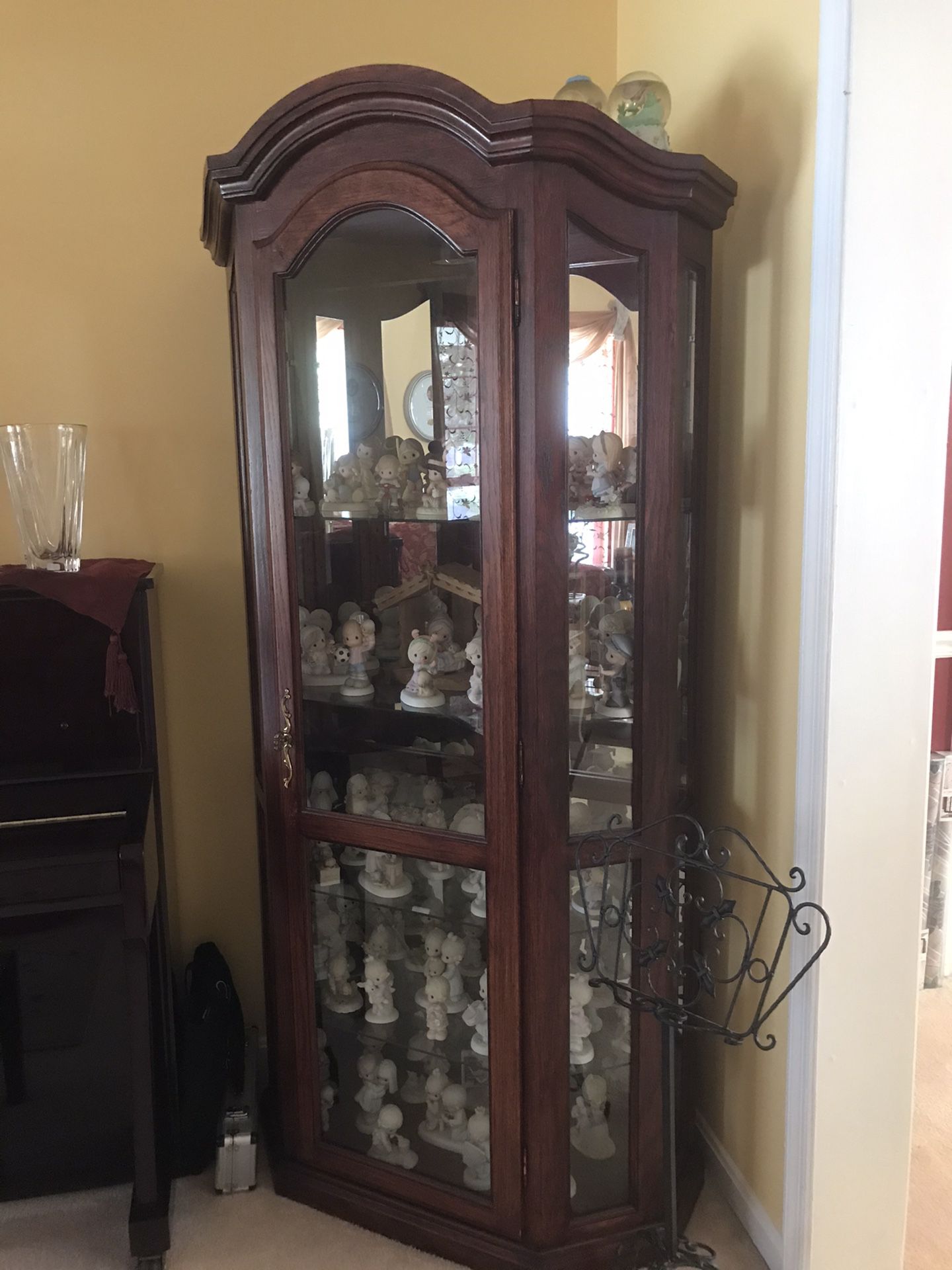 Lighted Solid Wood Curio