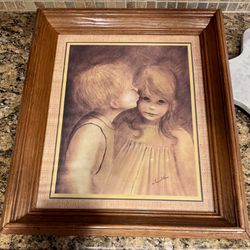 A Little Kiss Framed print - Margaret Kane 