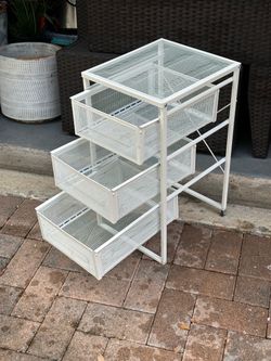 IKEA White Metal Mesh 3-Drawer Storage Cart Desk Office Makeup Crafts 12x13.5 h22