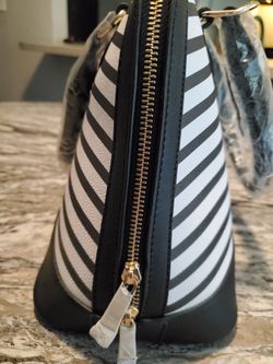 MK Black and white horizontal striped handbag