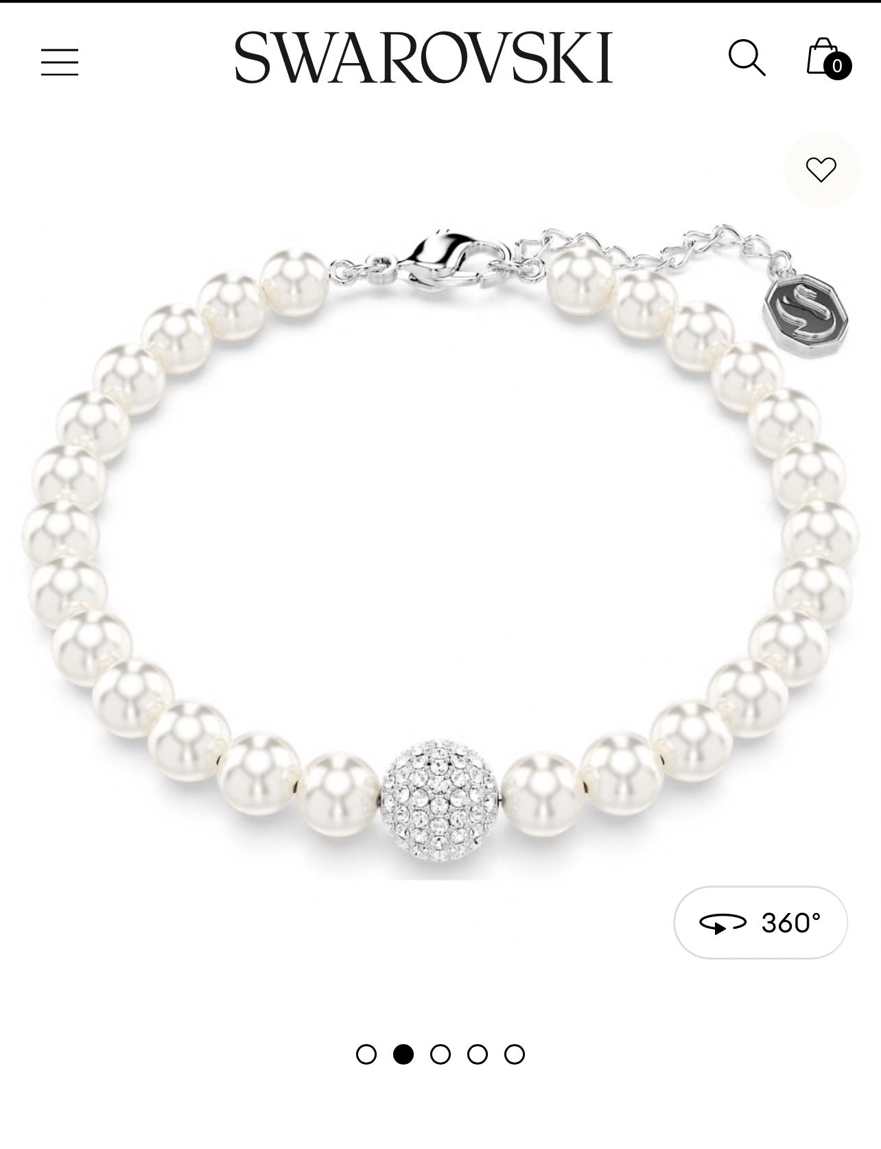 Swarovski Remix Collection strand Crystal pearl, White, Rhodium plated