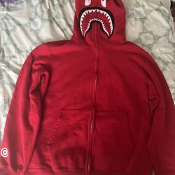 BAPE Shark Full Zip Hoodie Red PONR Size XXL A Bathing Ape