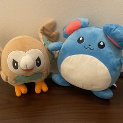 Pokemon Rowlet And Marill Plush