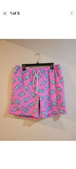 Member's Mark Men's Resort Swim Trunk Pink Blue Animal Print Swim Shorts Large