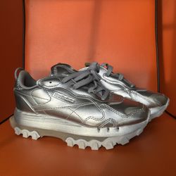 Reebok Cardi B x Classic Leather Silver Metallic Women's Size 6