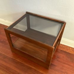 Wood & Glass Coffee Table with Magazine Rack – Mid-Century Style