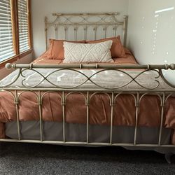 Beige Queen Metal Headboard And Footboard