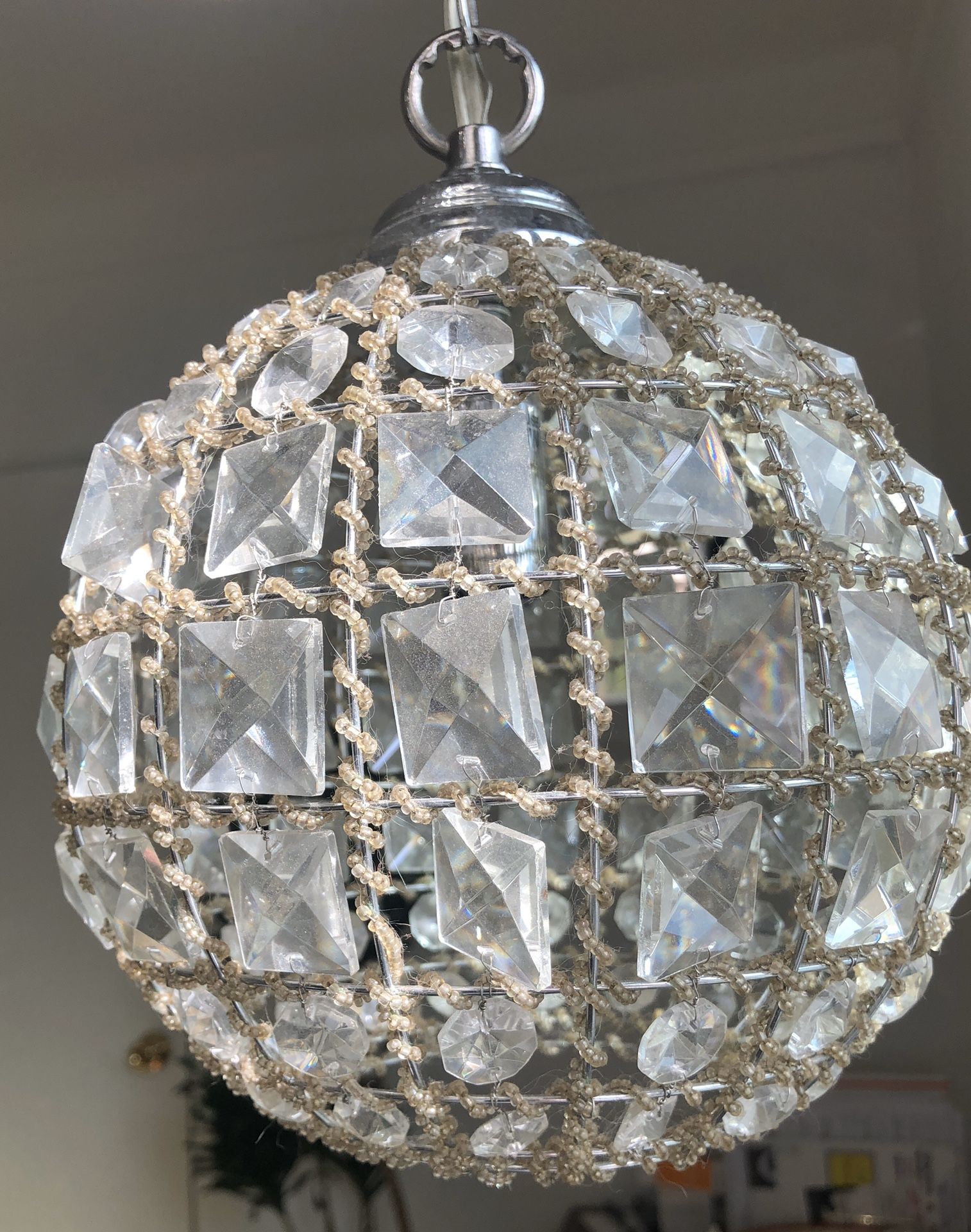Crystal globe pendant lamp light