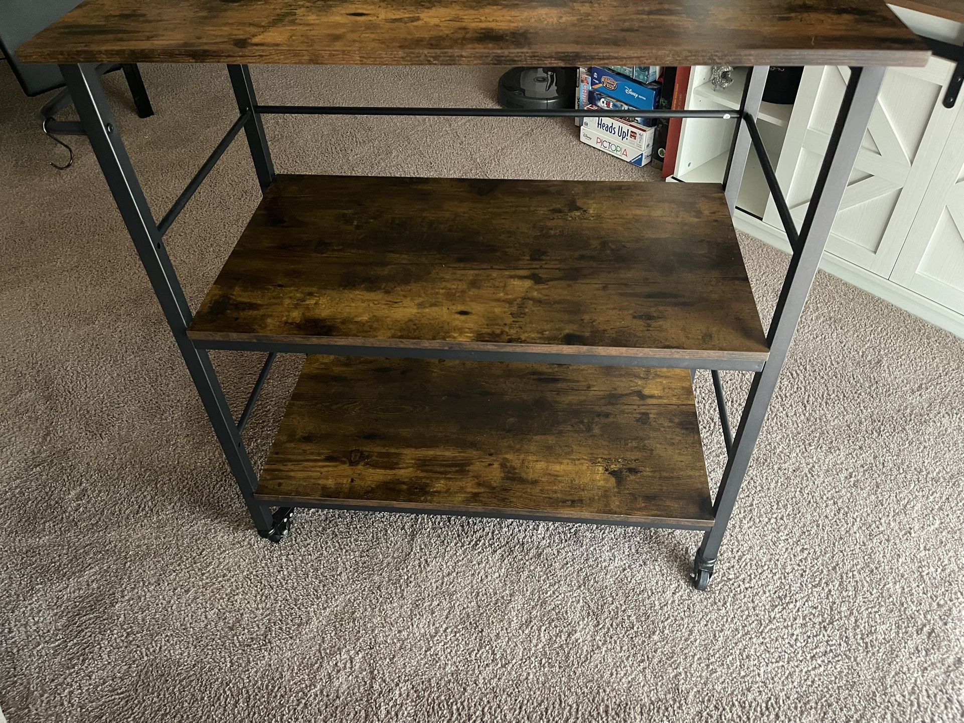 Rustic Industrial Bar Cart / Utility Shelf on Wheels for Sale in Tampa ...