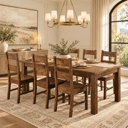 7-piece Rectangular Dining Set Rustic Golden Brown