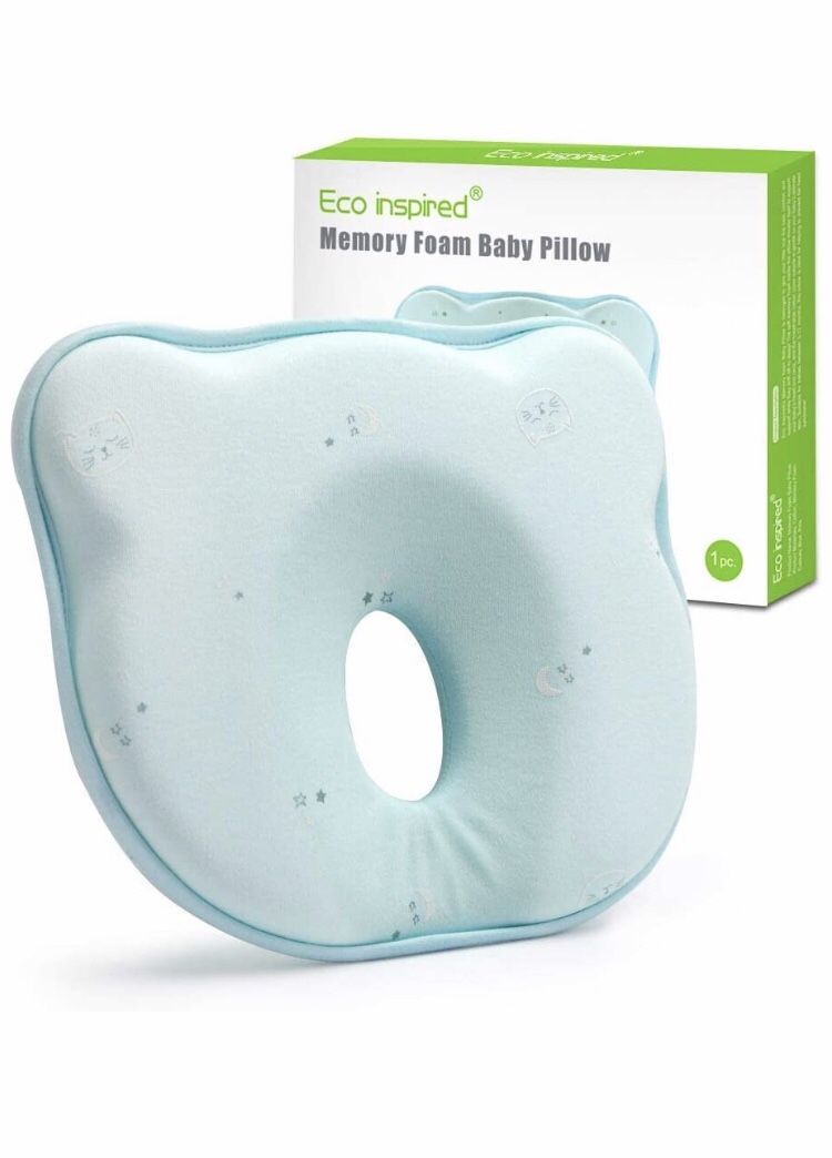 Eco inspired Baby Pillow for Newborn Baby Head Shaping Pillow for Flat Head Prevention Memory Foam Pillows for Sleeping and Neck Support (0-12 Months