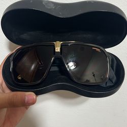 CARRERA EYEGLASSES SUNGLASSES BLACK GOLD HARD CASE + CLOTH