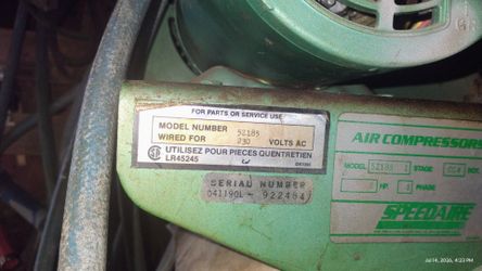 The Speedaire 5Z185 is a 5-horsepower, 1-stage vertical electric air compressor equipped with a 60-gallon tank and belt-drive pump. It delivers approx