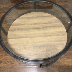 Beautiful light wood and glass coffee table