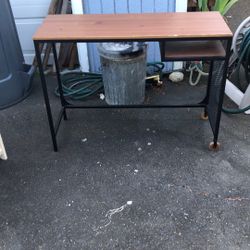 Portable desk wood metal wheels