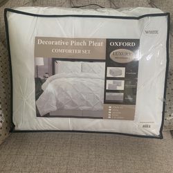 King Size Comforter Set White Oxford Style