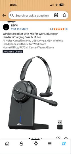LEVN Wireless Bluetooth Headset with Charging Base