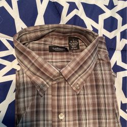 🆕 Van Heusen Short sleeve Plaid Button Down Shirt - L 