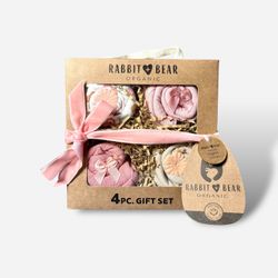 Rabbit and Bear Newborn Baby Girl Bear Print Beige Pink Bodysuit Gift Box 0-3m