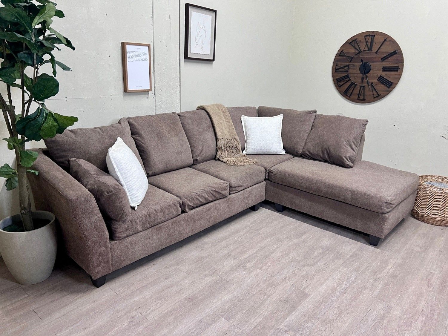 WE DELIVER! 🚚 - Grayish Brown Modern L Sectional Couch with Chaise