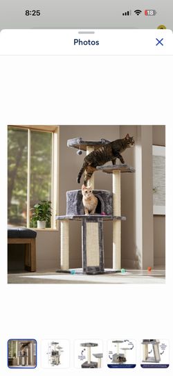 Frisco 52-in Faux Fur Cat Tree & Condo, Gray