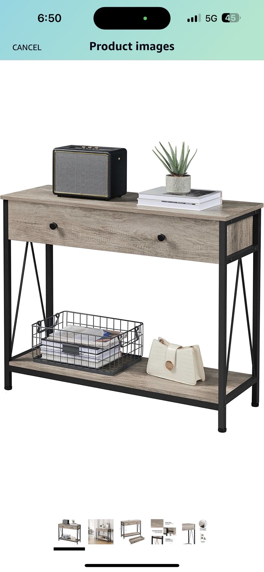 Console Table with Drawer and Storage Shelf, Sofa Table, Long Narrow Wood Hallway Table for Living Room, Entryway, Easy Assembly, Industrial Style, Gr