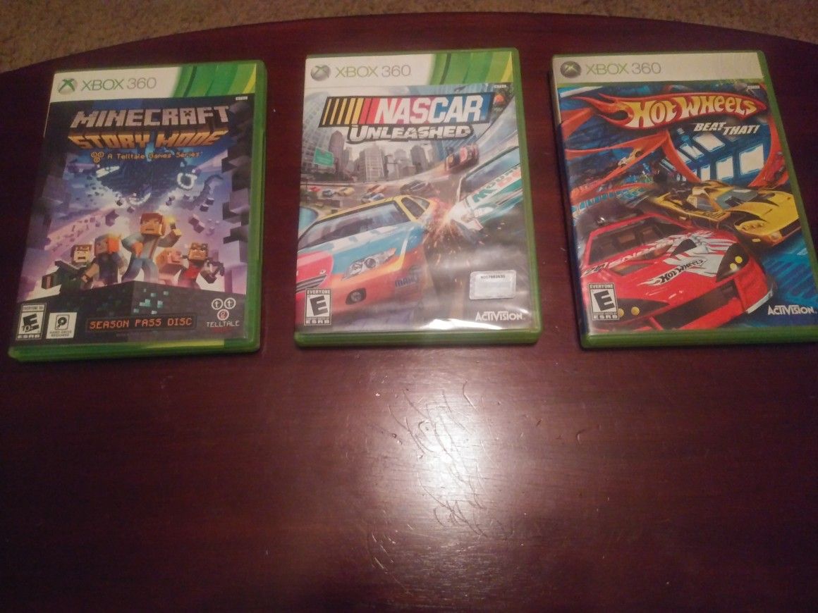 Xbox 360 Minecraft, NASCAR and Hot Wheels Bundle