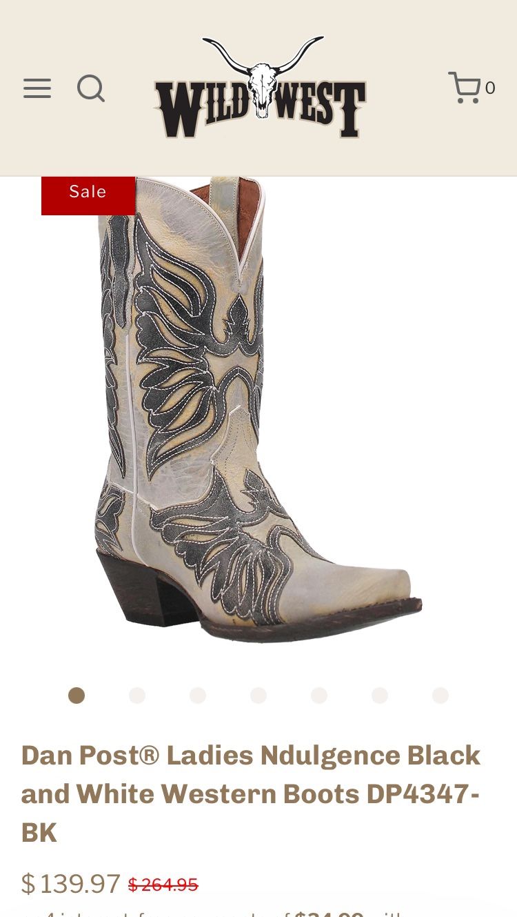 Dan Post® Ladies Ndulgence Black and White Western Boots DP4347-BK