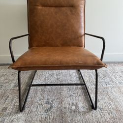 Leather & Metal Accent Chairs (2)