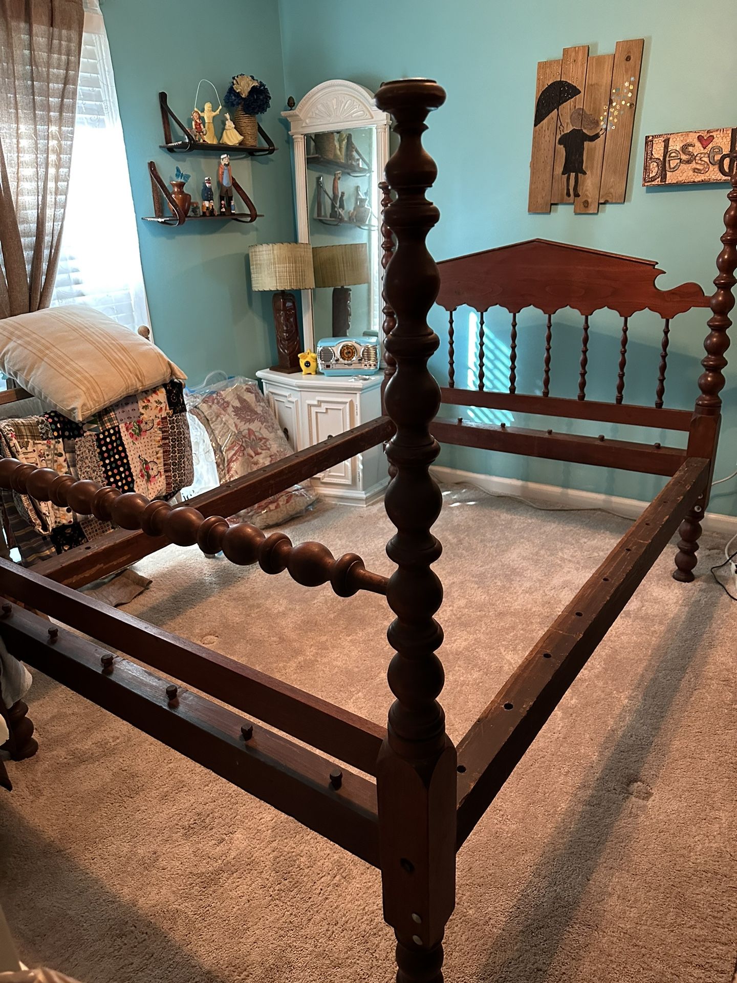 Antique 3/4 Rope Bed - Ropes Not Included