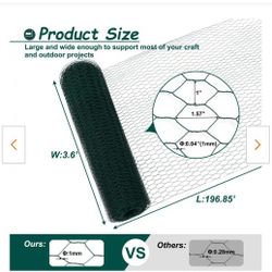 Thanaddo 3.6 ft. W x 196.85 ft. L Outdoor Large Anti-Rust Chicken Coop Wire Fencing Galvanized Poultry Netting