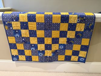 Baby Quilt Comforter Sun Moon Stars Blue Yellow Gold