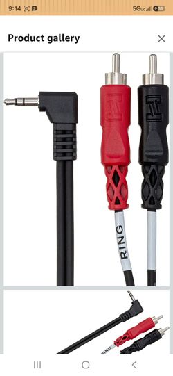 Hosa CMR-203R Right-angle 3.5 mm TRS to Dual RCAStereo Breakout Cable, 3 Feet