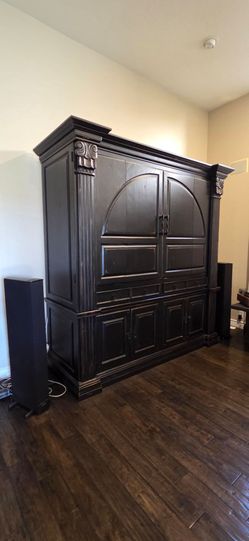 Large Black Wood Entertainment Center