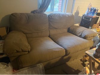 6’ Brown Microfiber Couch: MUST PICK UP BY TOMORROW.
