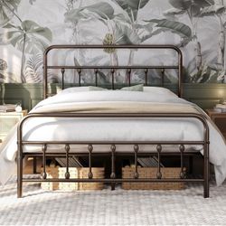 Metal Platform Bed Frame Bronze