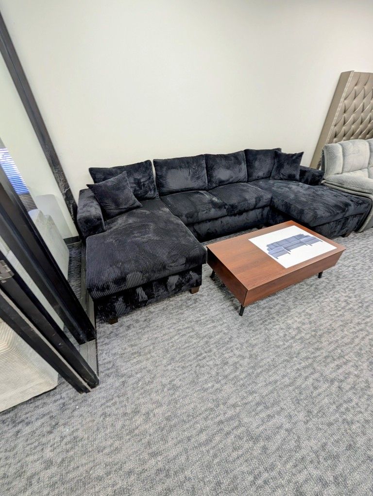 Black U Shape Sofa Sectional - Atlanta Same Day Delivery 