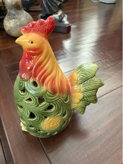 Vintage Ceramic Multicolor Rooster Farmhouse Chicken Décor