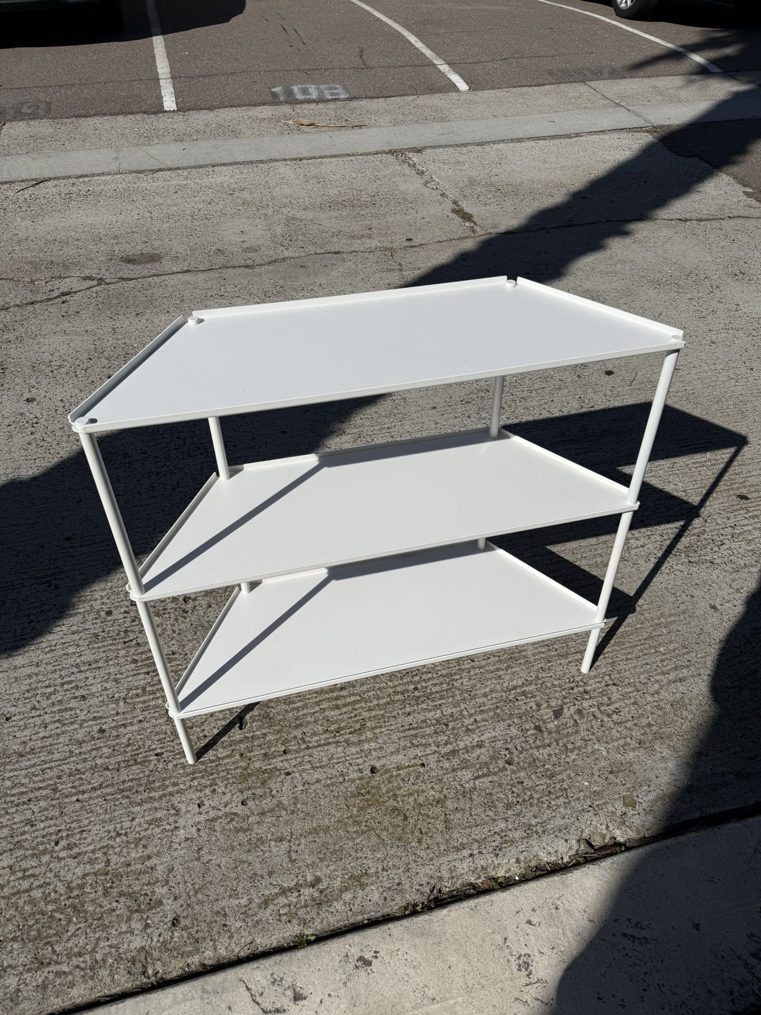 3-Tier White Metal Shelf