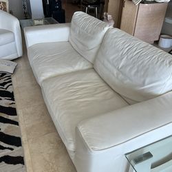 White modern leather sofa - 90” x 38 - Originally $3800