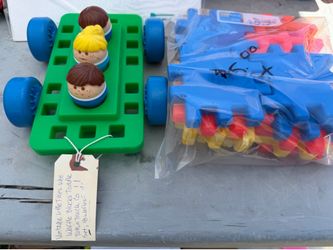 vintage 1990s Little Tikes Wee Waffle Blocks 'n Wheels Set