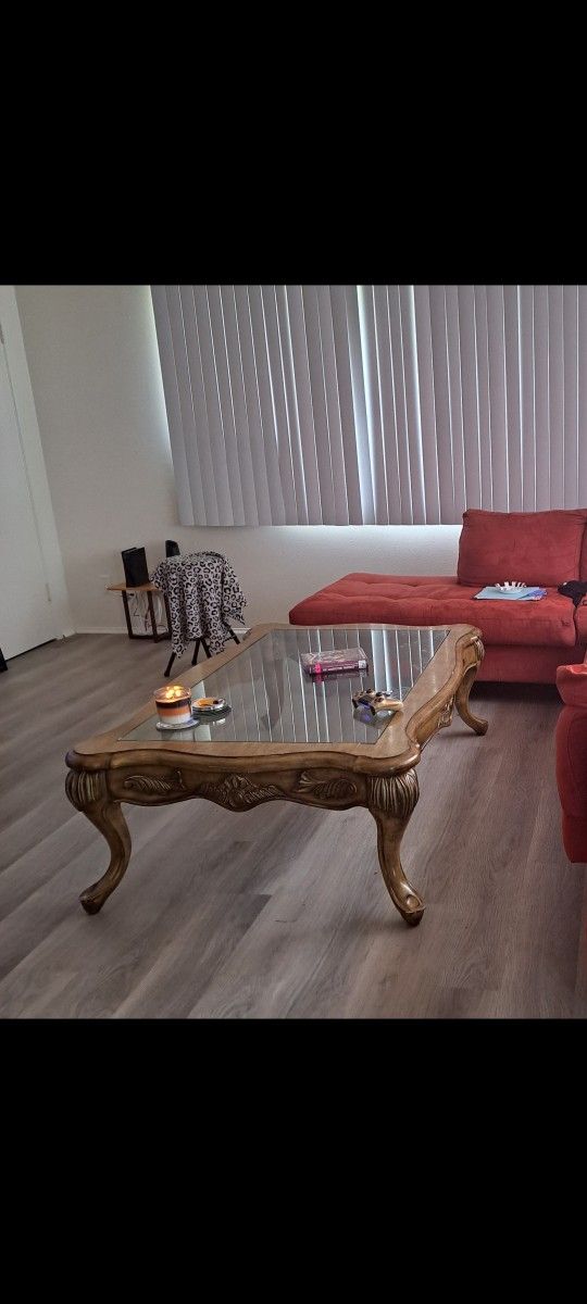 Large Glass Antique Coffee Table