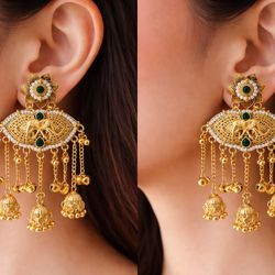Gold Plated Elephant Jhumka Earrings with Pearl Drops | Traditional Indian Statement Earrings