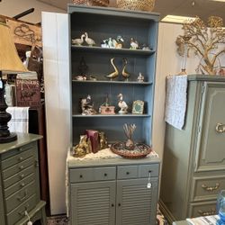 Newly Refinished Two Piece Hutch Cabinet 