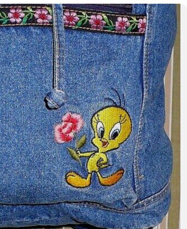 🐥Kids Looney Tunes Denim Tweety Bird  Backpack